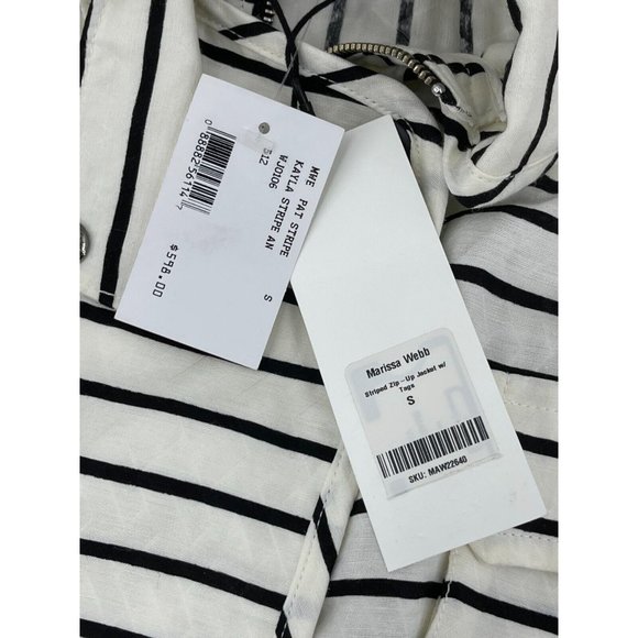 NWT Marissa Webb White Black Striped Kayla Wrap Belt Crop Jacket Size Small $598 - Picture 12 of 16